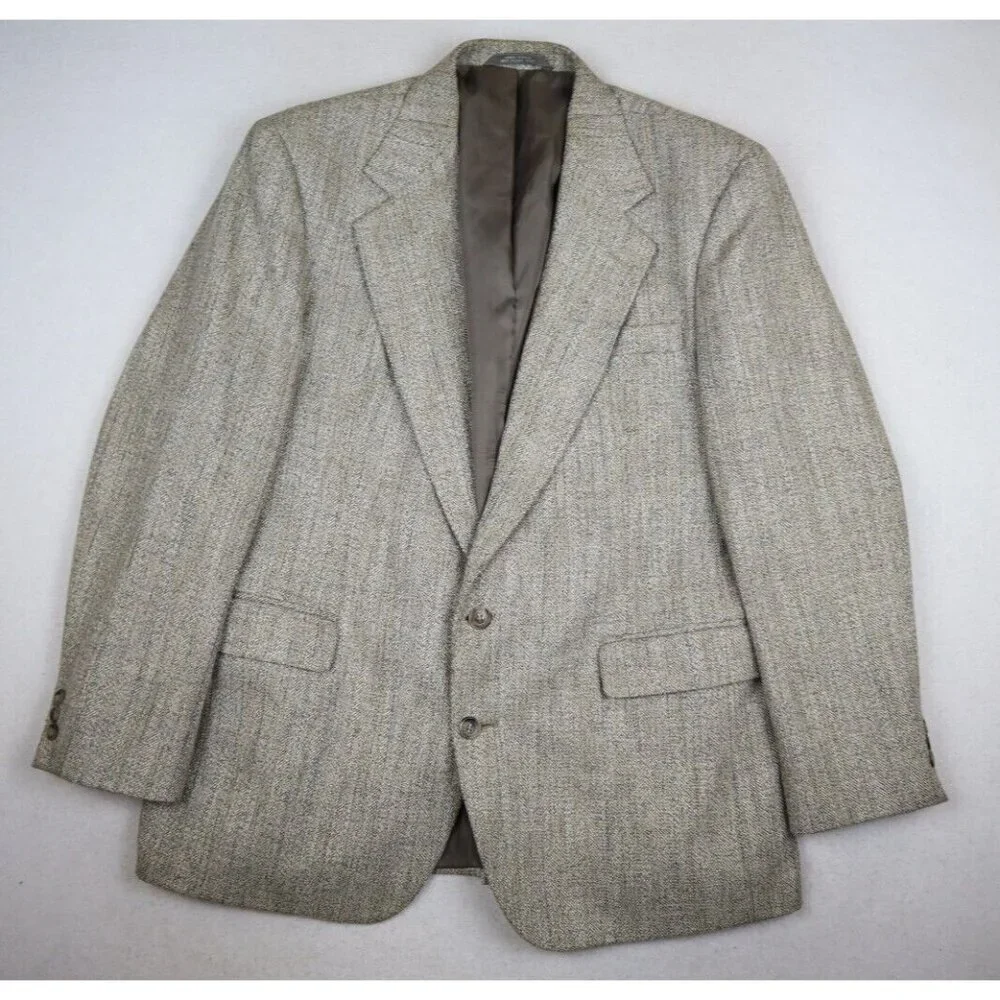 HAGGAR IMPERIAL - MEN'S BEIGE WOVEN BLAZER JACKET SPORT COAT - SIZE 42